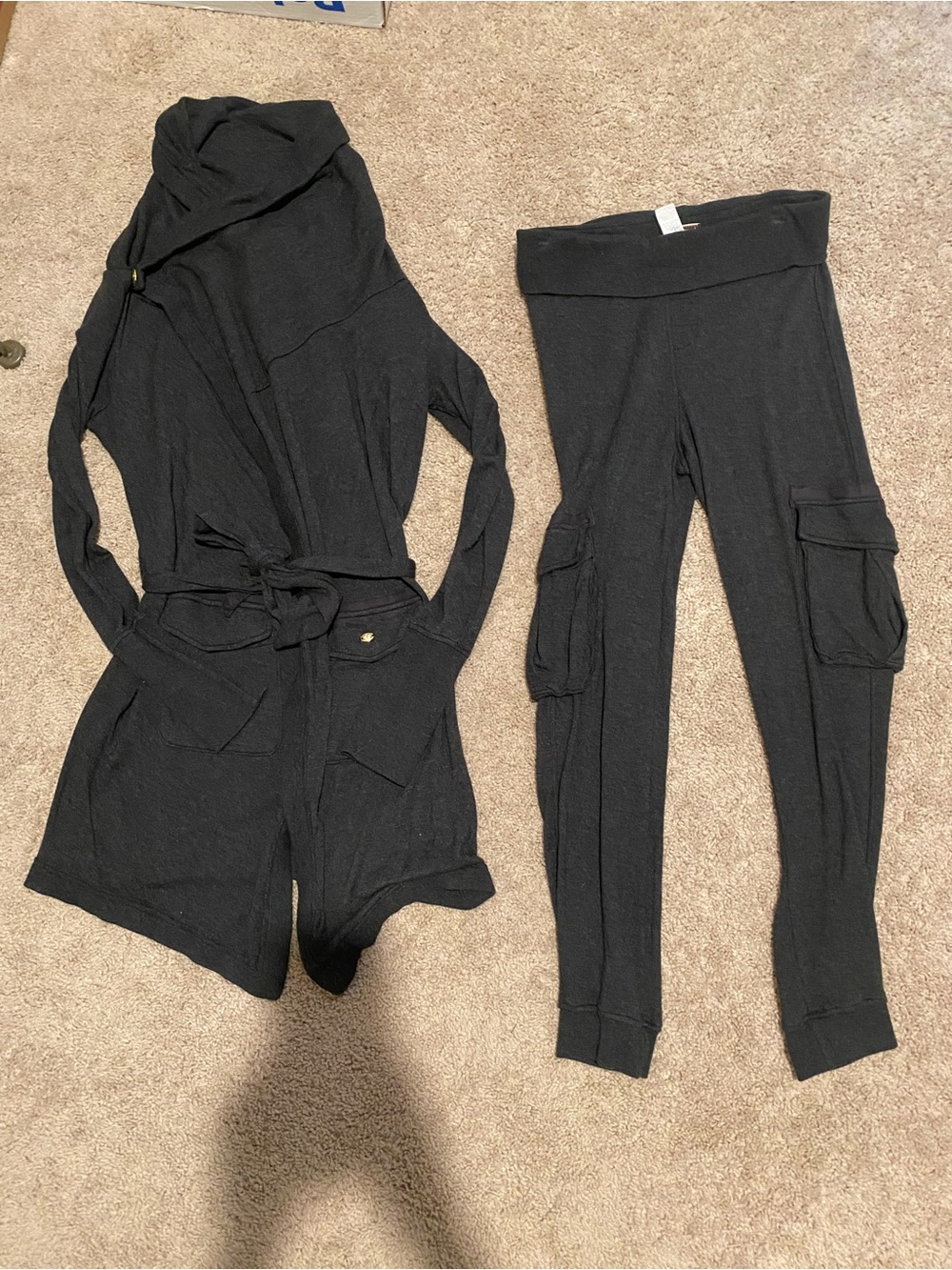 Juicy Couture Black Cargo Leggings with Fold-Over Cardigan